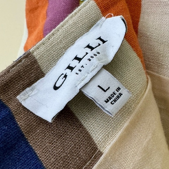 Gilli Colorful Striped Linen Tie High Waist Wide Leg Culotte Pants Size L - Picture 11 of 15